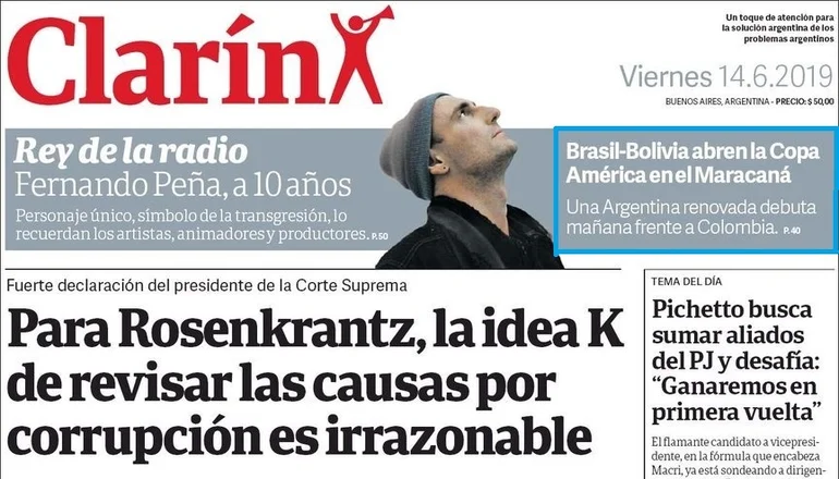 El garrafal error del Diario Clarín sobre el inicio de la Copa América